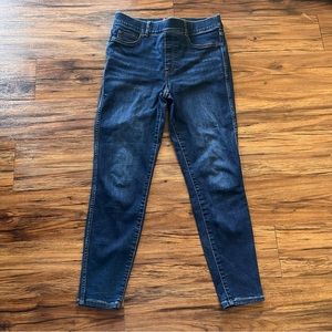 Spanx Women's Jeggings Dark Blue Skinny Pant Size Large Pull On High Rise Jeans